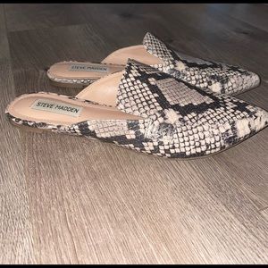 Steve Madden Women's Mattis Flat Mules Slip-on Snake Print Python
